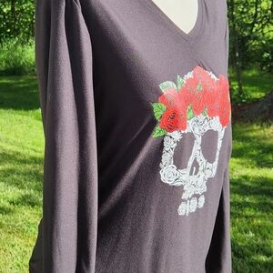 Long Sleeve day of the dead skull shirt